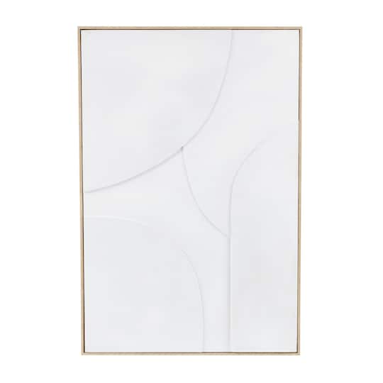 33" x 49", White Wooden Geometric Home Wall Décor with Abstract Circles and Brown Wooden Frame